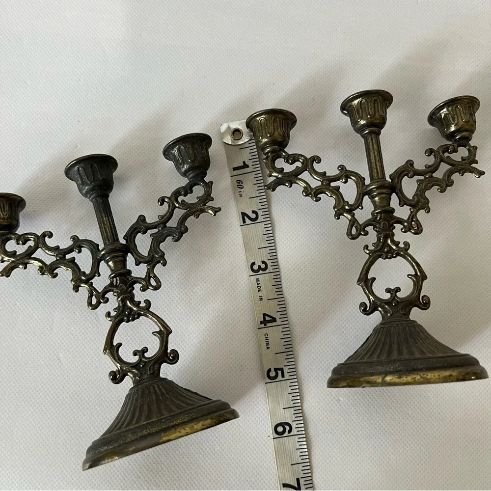 Vintage Brass Interpur Mini Candelabra Set of Two Made in Italy